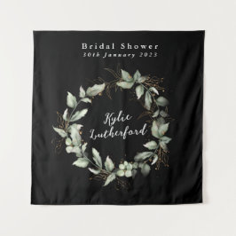 Schwarzes Gold Botanisches Sukkuläres Brautparty Wandteppich