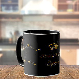 Schwarzes Gold Capricorn Sternkonstellation Geburt Tasse