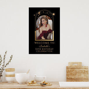 Schwarzes Gold Celestial 30. Geburtstagsfoto Willk Poster