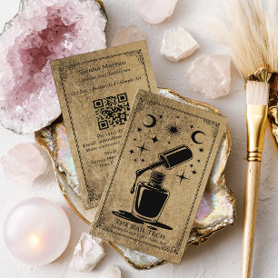 Schwarzes Gold Celestial Tarot Nageldesign QR Code Visitenkarte