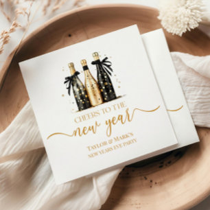 Schwarzes Gold Champagner Prost Neujahrsfeier Part Serviette