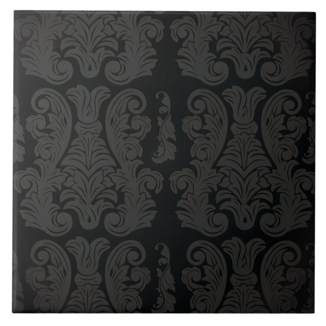Schwarzes Gold Damask Klasse Royal Style Tile Fliese (Vorderseite)