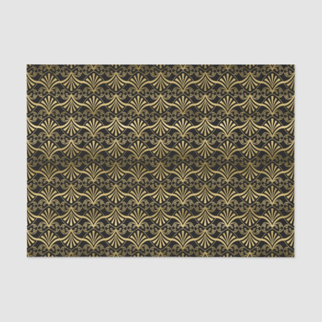 Schwarzes Gold Deko Muster Party Seidenpapier (Vorderseite)