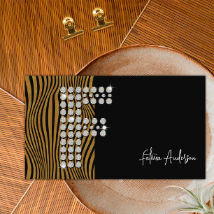 Schwarzes Gold-Diamant-Initial F Social Media-Mono Visitenkarte