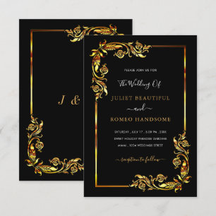 Schwarzes Gold Einladung mit Ornament-Rahmen