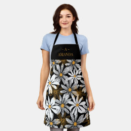 Schwarzes Gold Elegant Daisy Abstraktes Monogramm Schürze