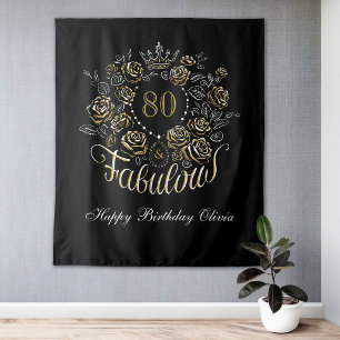 Schwarzes Gold Elegantes Florales 80 & Fabelhaftes Wandteppich