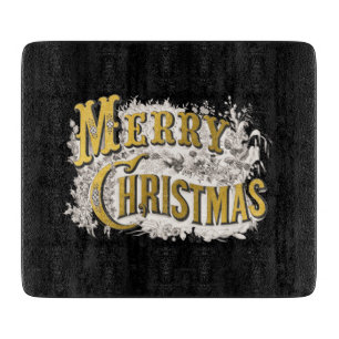 Schwarzes Gold Elegantes Frohe Weihnachten Rustika Schneidebrett