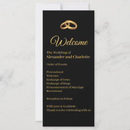Schwarzes Gold Elegantes Hochzeitsprogramm