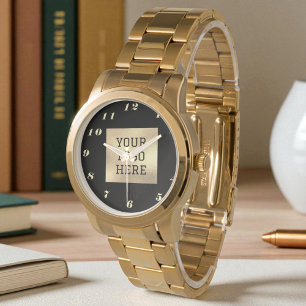 Schwarzes Gold Elegantes klassisches Business-Logo Armbanduhr