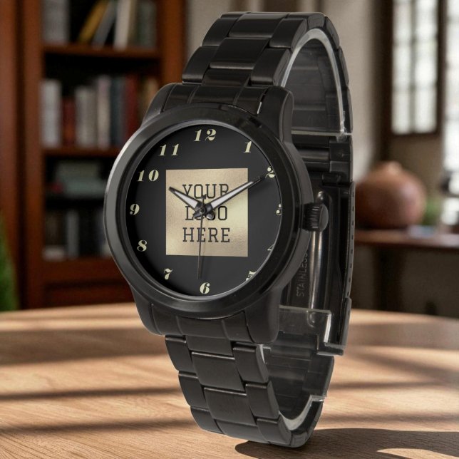 Schwarzes Gold Elegantes klassisches Business-Logo Armbanduhr (Von Creator hochgeladen)
