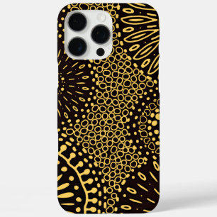 Schwarzes Gold Ethnisches Blumenmuster iPhone 16 Pro Max Hülle