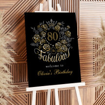 Schwarzes Gold Floral 80 & Fabulous Geburtstags-Wi