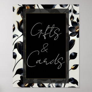 Schwarzes Gold Florales Beiges Hochzeitsgeschenke Poster
