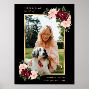 Schwarzes Gold Florales Foto Lebensfeier-Schild Poster