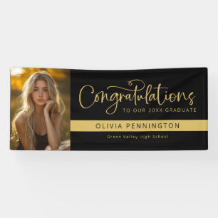 Schwarzes Gold Foto Gratulations Absolventenbanner Banner