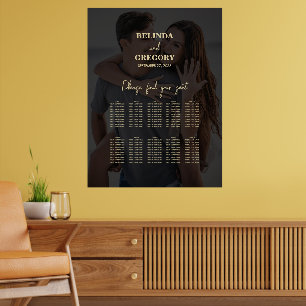 Schwarzes Gold Foto Overlay Hochzeitstabelle Poster