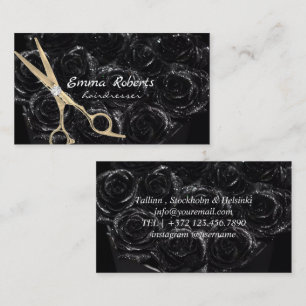 Schwarzes Gold Friseur Farbverlauf Glitter Modern Visitenkarte