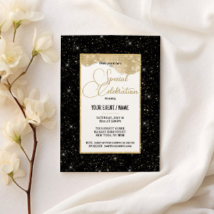 Schwarzes Gold funkelndes Glitter Luxus Special Ev Einladung