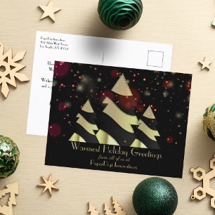 Schwarzes Gold Geometrischer Baum Geschäftslogo Fe Feiertagspostkarte