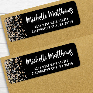 Schwarzes Gold Glitter 50. Geburtstag Rücksendeadr