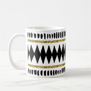 Schwarzes Gold-Glitter-Ethno-Muster Kaffeetasse
