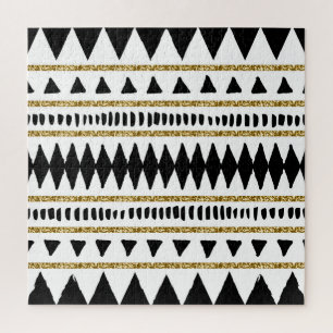 Schwarzes Gold-Glitter-Ethno-Muster Puzzle