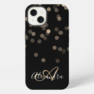 Schwarzes Gold Glitter Funkeln Name Monogramm iPhone 13 Hülle