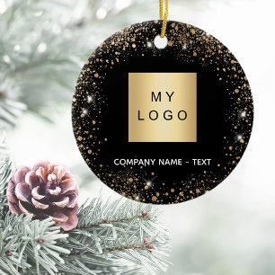 Schwarzes Gold-Glitter-Geschäftsunternehmenslogo Keramik Ornament