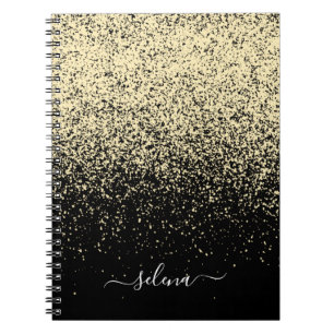 Schwarzes Gold Glitter Girly Monogramm Notizblock