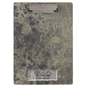 Schwarzes Gold Glitter Granit Glam Personalisiert Klemmbrett