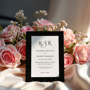 Schwarzes Gold Glitter personalisiertes Hochzeitsm Einladung