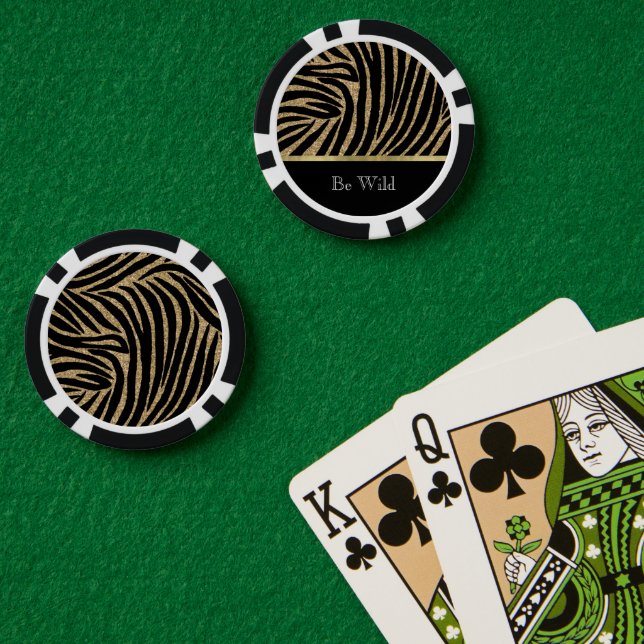 Schwarzes Gold Glitter Zebra   Pokerchips (Pokertisch (doppelt))