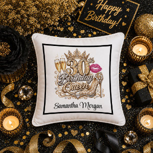 Schwarzes Gold Glitzer 30. Geburtstagsgeschenk Kis Kissen