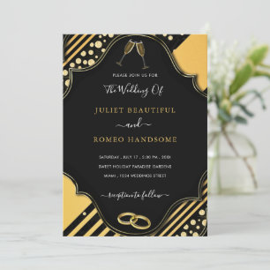 Schwarzes Gold Glitzer Hochzeitsvorlage