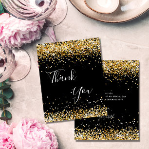 Schwarzes Gold Glitzer zum Geburtstag Dank Karte