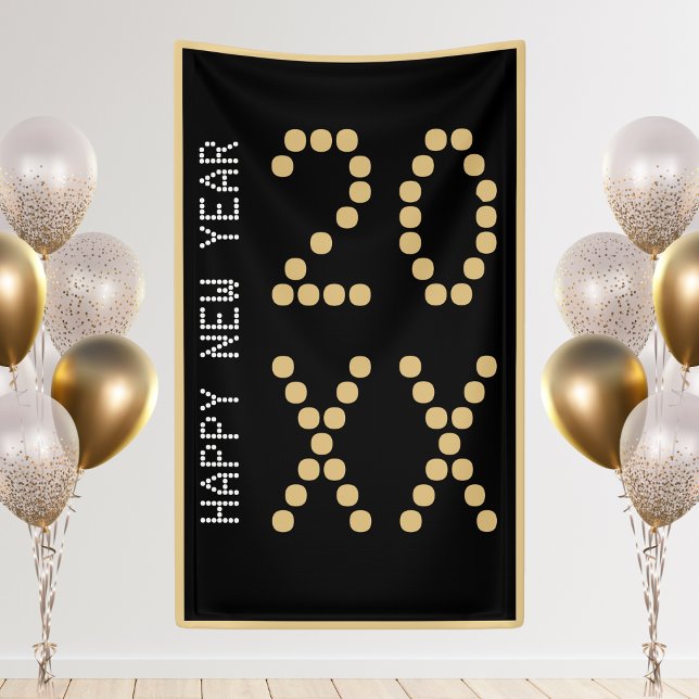 Schwarzes & Gold - Glück im neuen Jahr 2024 Banner (Black & Gold Happy New Year 2024 Banner)