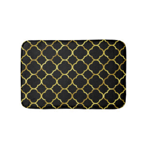 Schwarzes Gold Golden Quatrefolie Muster Elegant C Badematte