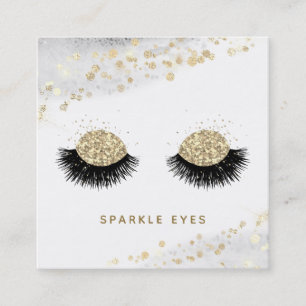 *~* Schwarzes Gold Graue Augen Lashes Quadratische Visitenkarte