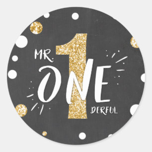 Schwarzes Gold Herr-Onederful Birthday Sticker Boy