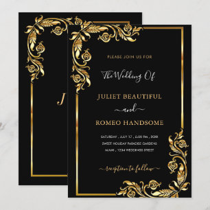 Schwarzes Gold Hochzeit Einladung Golden Floral Ge