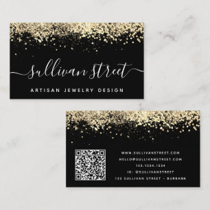 Schwarzes Gold Holografischer Glitter QR-Code Visitenkarte