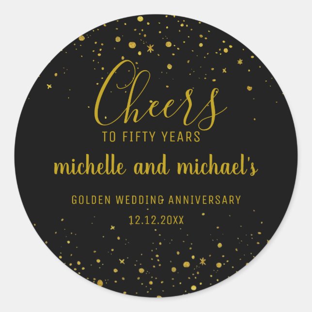 Schwarzes Gold jubelt auf 50 Jahre Goldenes Jubilä Runder Aufkleber (Vorderseite)