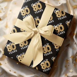 Schwarzes Gold jubelt auf 80 Jahre Geburtstag Geschenkpapier Set