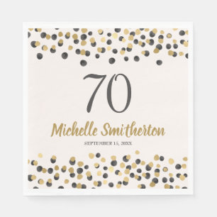 Schwarzes Gold Konfetti Glitter 70. Geburtstag Serviette