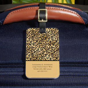 Schwarzes Gold Leopard Gepard Druck Trendy Chic Gepäckanhänger