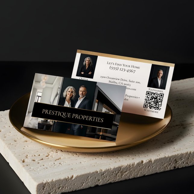 Schwarzes Gold Luxus Immobilienmakler Foto Luxus Visitenkarte (Black Gold Luxury Real Estate Agent Photo Luxe Business Card)