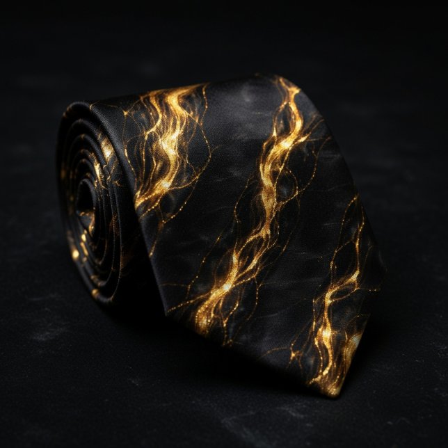 Schwarzes & Gold Marmor Flüssigkeitsmuster Krawatte (Von Creator hochgeladen)