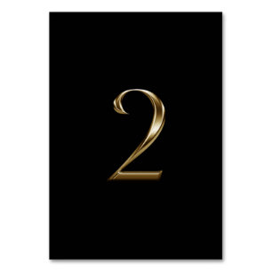 Schwarzes Gold Metallic Aussehen Nummer 2 Tischnummer