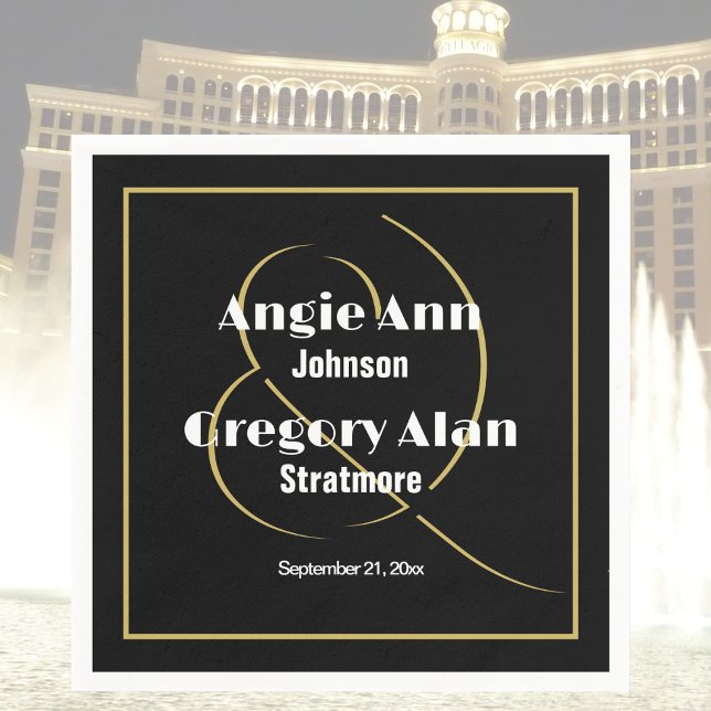 Schwarzes Gold Minimal Elegantes Personalisiertes  Serviette (Von Creator hochgeladen)